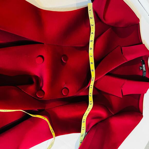 Badgley Mischka Scuba Double Breasted Pleated Short Sleeve Dress Sz 12 Burgundy - Picture 9 of 11